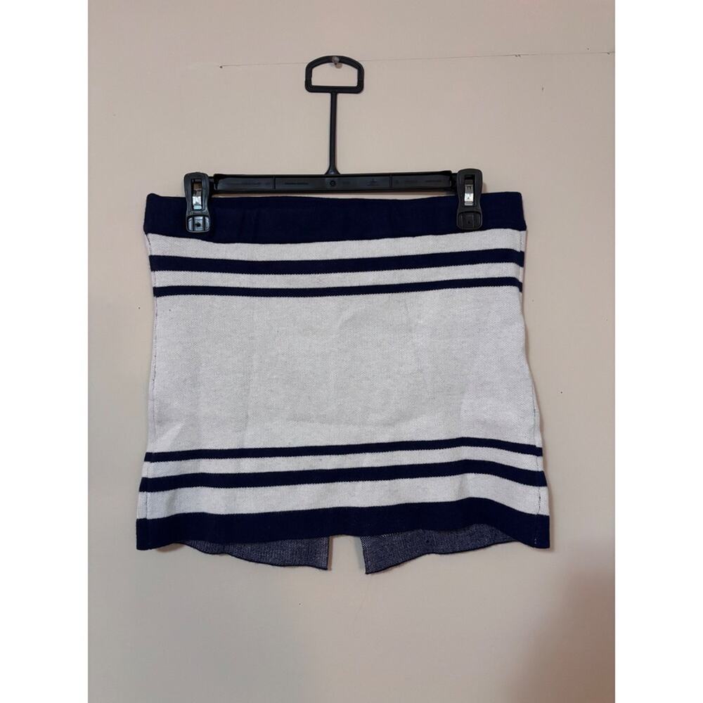 Womens‎ Navy White Striped Knit Tube mini Skirt Size Large stretch NWOT